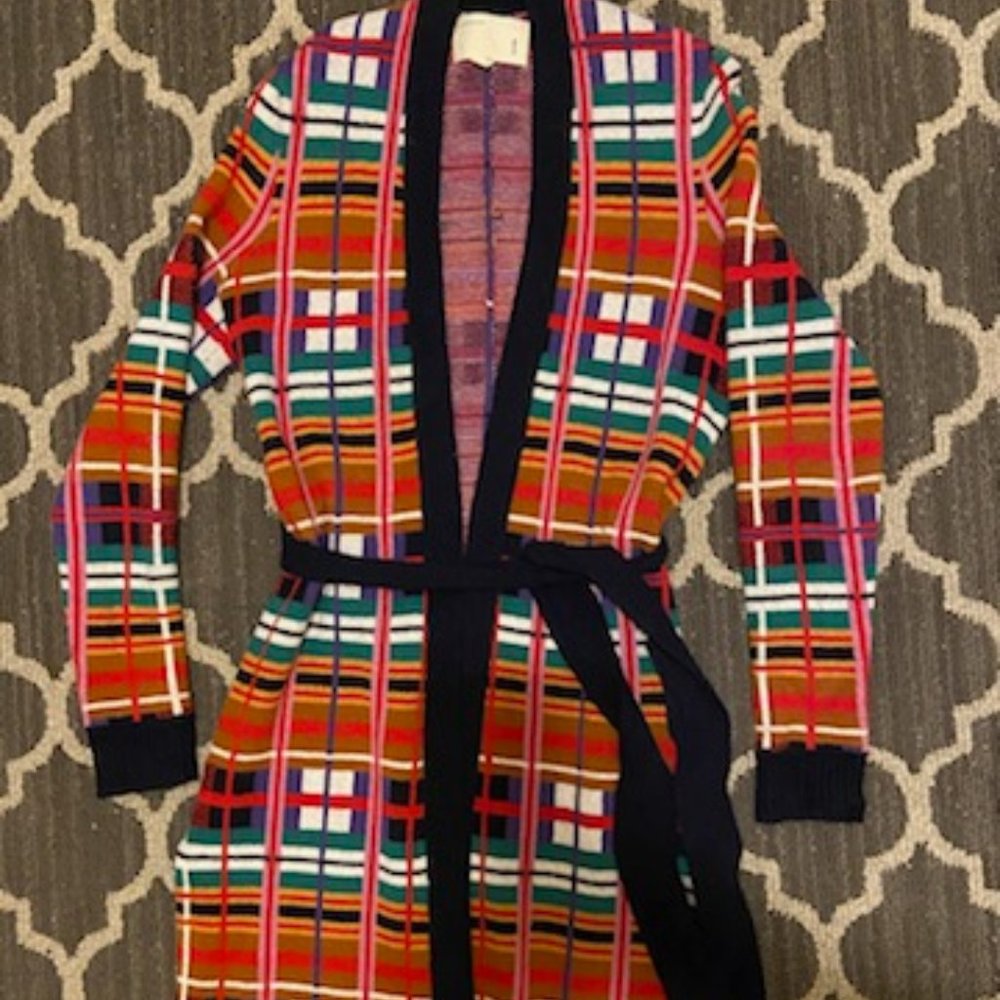 Anthropologie plaid cardian tie sweater Women Size XXS